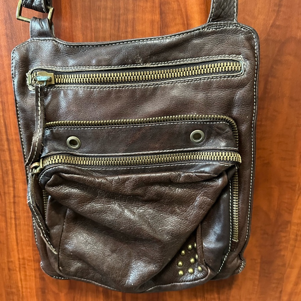 Genuine Marco Buggiani Vintage Brown Soft Leather Messenger Bag made In Italy